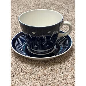 Anemone Blue Arabia of Finland Fiesta Morning Cup Saucer Ulla Procope  RARE